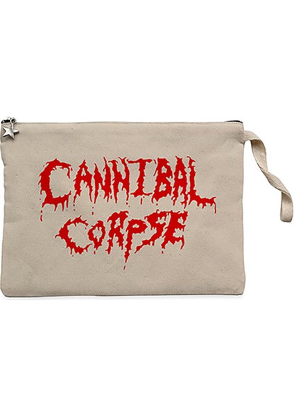 Cannibal Corpse Logo Krem Clutch Astarlı Cüzdan / El Çantası