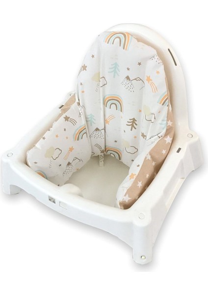 Ikea Antılop Mama Sandalyesi Için Destek Minderi (Kılıf + Iç Minder) Gökkuşağı