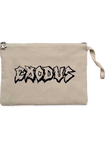 Exodus Text Krem Clutch Astarlı Cüzdan / El Çantası