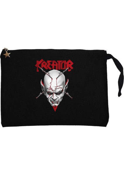 Kreator Siluet Logo Siyah Clutch Astarlı Cüzdan / El Çantası