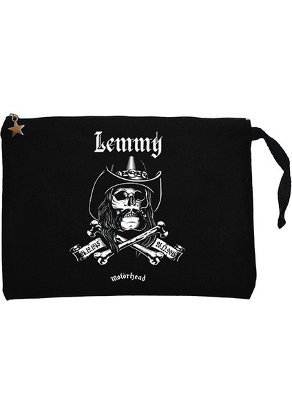 Motörhead Lemmy Kilmister Skull Siyah Clutch Astarlı Cüzdan / El Çantası