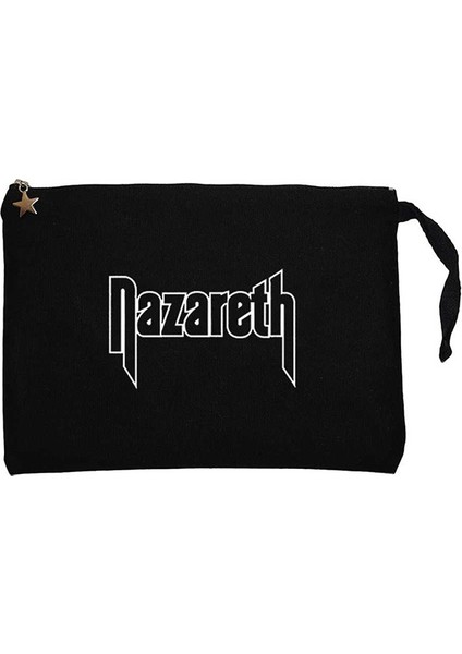 Nazareth Logo Siyah Clutch Astarlı Cüzdan / El Çantası
