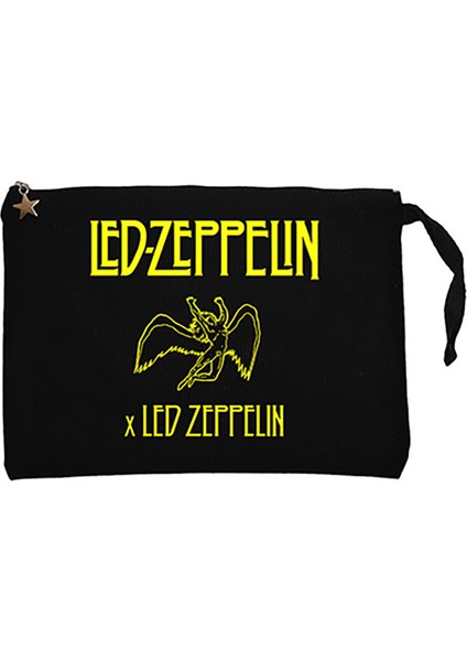 LED Zeppelin Angel Siyah Clutch Astarlı Cüzdan / El Çantası