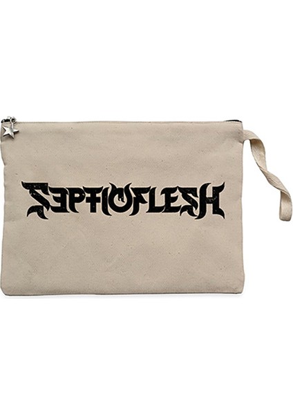 Septicflesh Logo Krem Clutch Astarlı Cüzdan / El Çantası