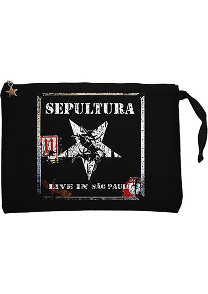 Sepultura Live In Sao Paulo Siyah Clutch Astarlı Cüzdan / El Çantası