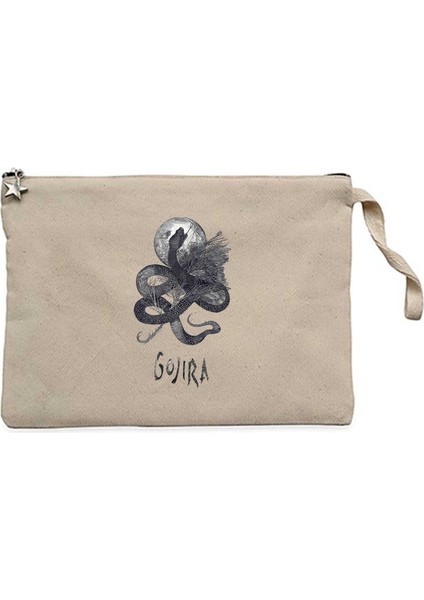 Gojıra Snake And Moon Krem Clutch Astarlı Cüzdan / El Çantası