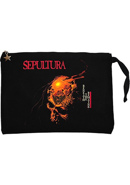 Sepultura Beneath The Remains Siyah Clutch Astarlı Cüzdan / El Çantası