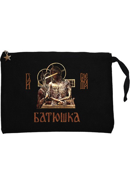 Batushka Hospodi Siyah Clutch Astarlı Cüzdan / El Çantası