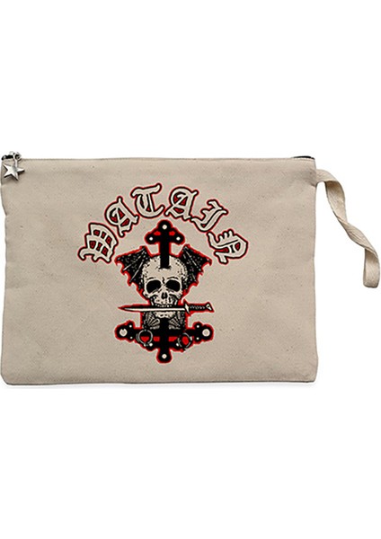 Watain Merch Deaths Head Krem Clutch Astarlı Cüzdan / El Çantası