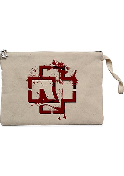 Rammstein Logo 4 Krem Clutch Astarlı Cüzdan / El Çantası