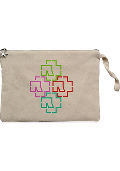 Rammstein Color Logo Krem Clutch Astarlı Cüzdan / El Çantası