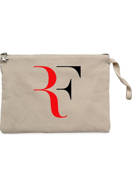 Roger Federer Colored Logo Krem Clutch Astarlı Cüzdan / El Çantası