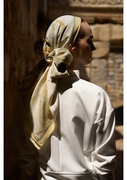 Sarı Ed Scarf Sunrise Rüya Desen Şal