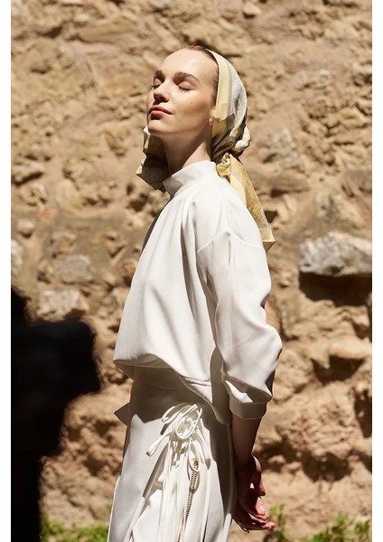 Sarı Ed Scarf Sunrise Rüya Desen Şal modelleri