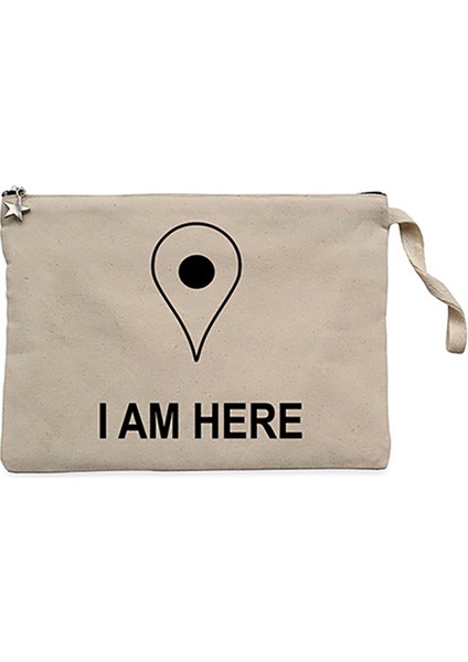 I Am Here Krem Clutch Astarlı Cüzdan / El Çantası