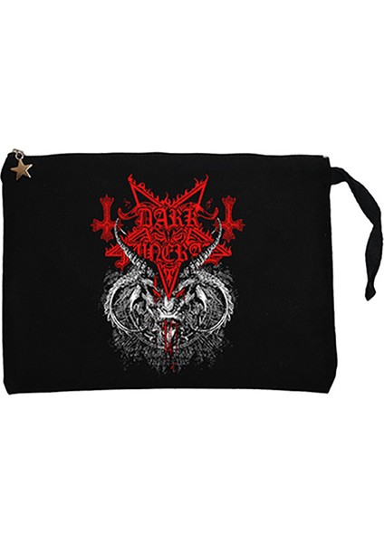 Dark Funeral Demon Head Siyah Clutch Astarlı Cüzdan / El Çantası