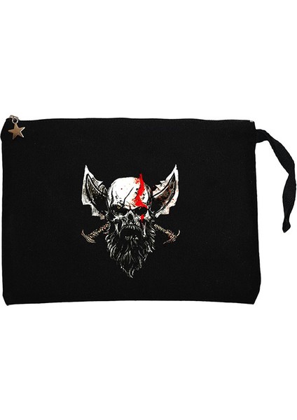 God Of War Skull Kratos Siyah Clutch Astarlı Cüzdan / El Çantası