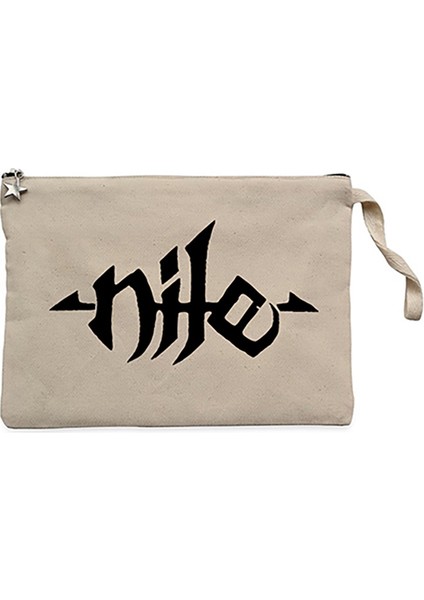 Nile Logo Krem Clutch Astarlı Cüzdan / El Çantası