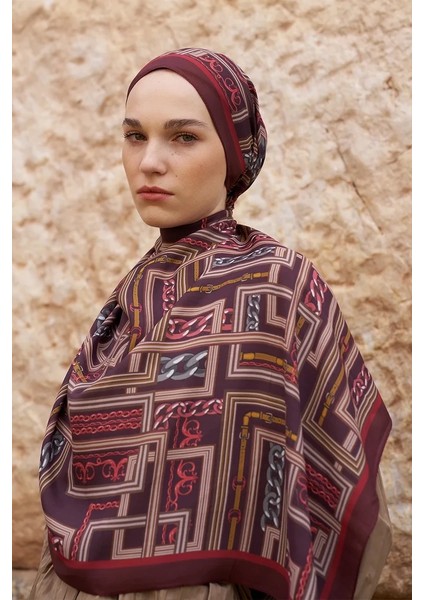Bordo Ed Scarf Sunrise Geometrik Desen Şal fiyatları