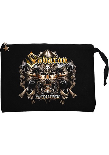 Sabaton Metalizer Siyah Clutch Astarlı Cüzdan / El Çantası