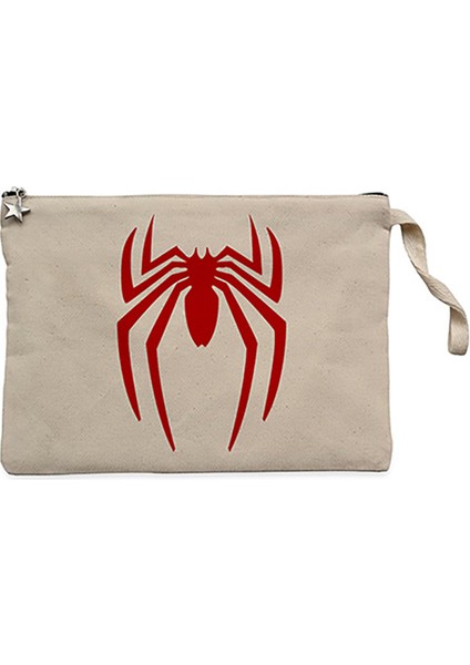 Spiderman Logo Krem Clutch Astarlı Cüzdan / El Çantası