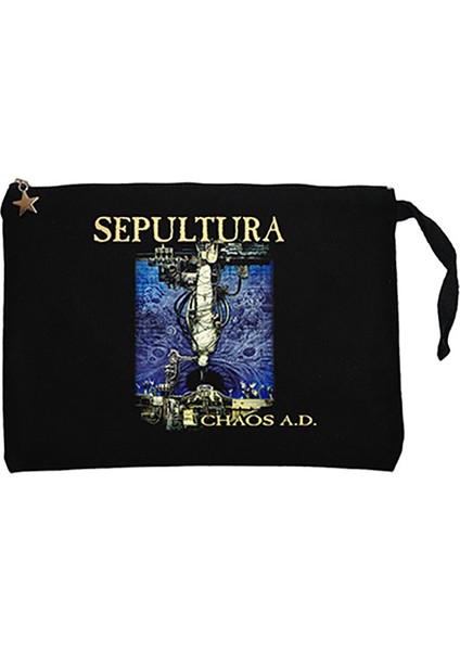 Sepultura Chaos A.d. Siyah Clutch Astarlı Cüzdan / El Çantası