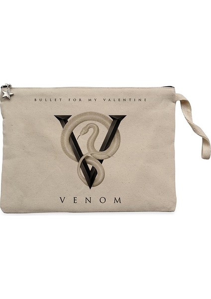Bullet For My Valentine Venom Snake Krem Clutch Astarlı Cüzdan / El Çantası