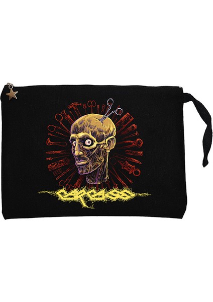 Carcass Surgical Steel Siyah Clutch Astarlı Cüzdan / El Çantası