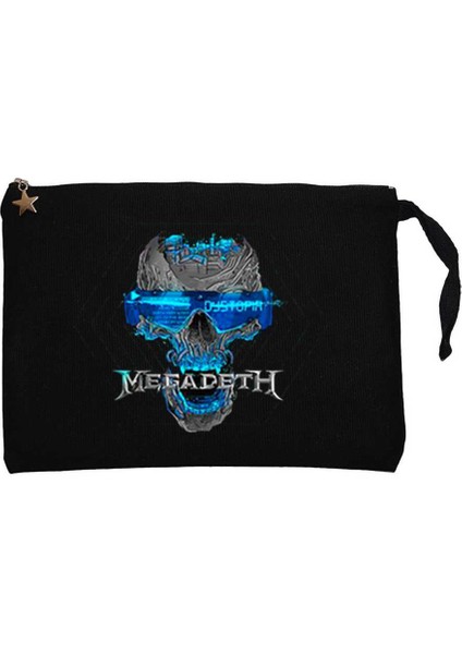 Megadeth Dystopia Skull Siyah Clutch Astarlı Cüzdan / El Çantası