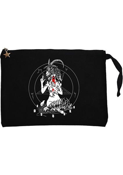 Baphomet Blood Siyah Clutch Astarlı Cüzdan / El Çantası