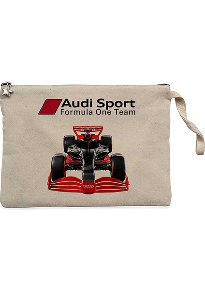 F1 Audi Sport Formula Krem Clutch Astarlı Cüzdan / El Çantası