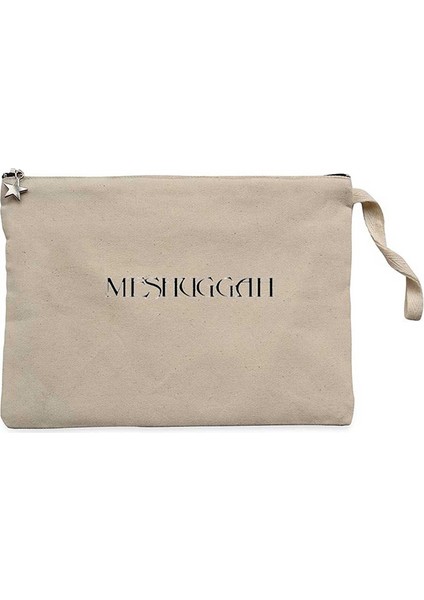 Meshuggah Logo Text Krem Clutch Astarlı Cüzdan / El Çantası