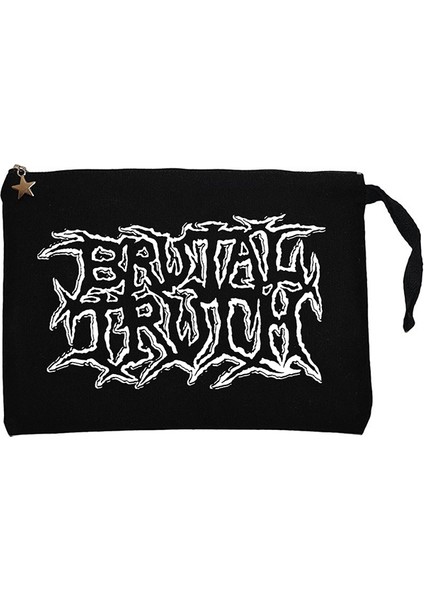 Brutal Truth Classic Siyah Clutch Astarlı Cüzdan / El Çantası
