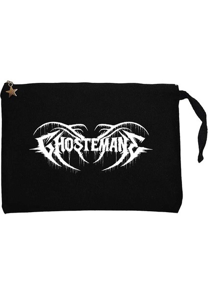 Ghostemane Text Siyah Clutch Astarlı Cüzdan / El Çantası