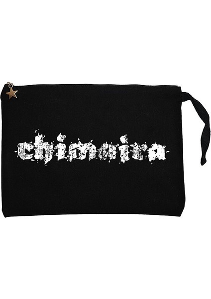 Chimaira Logo Siyah Clutch Astarlı Cüzdan / El Çantası