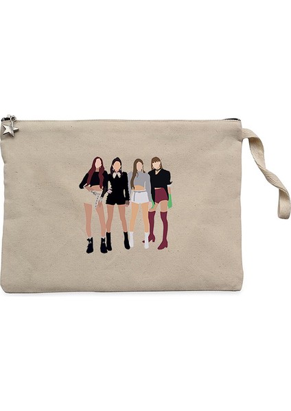 Blackpink Digital Krem Clutch Astarlı Cüzdan / El Çantası