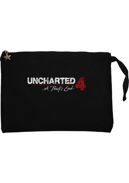 Uncharted 4 Logo Siyah Clutch Astarlı Cüzdan / El Çantası