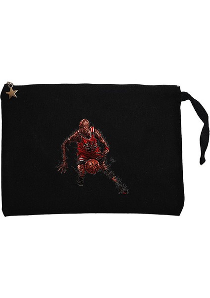 Micheal Jordan 23 Silhouette Siyah Clutch Astarlı Cüzdan / El Çantası