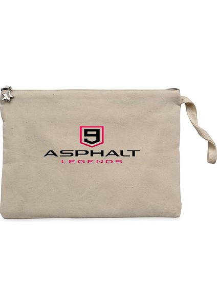Asphalt 9 Legends Text Krem Clutch Astarlı Cüzdan / El Çantası