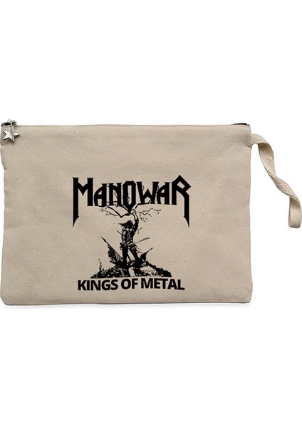 Manowar Kings Of Metal Black Krem Clutch Astarlı Cüzdan / El Çantası