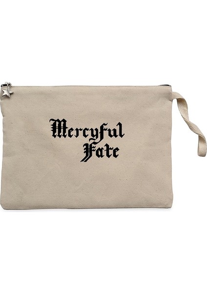 Mercyful Fate Logo Text Krem Clutch Astarlı Cüzdan / El Çantası
