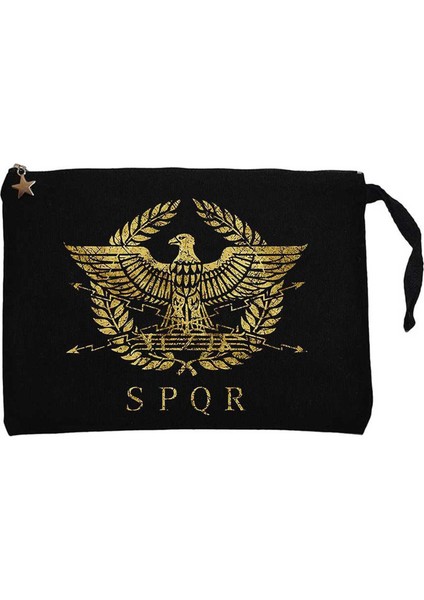 Roman Empire Emblem Siyah Clutch Astarlı Cüzdan / El Çantası