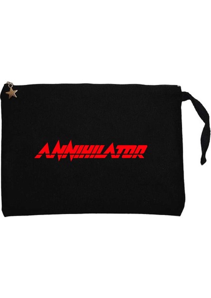 Annihilator Logo Siyah Clutch Astarlı Cüzdan / El Çantası