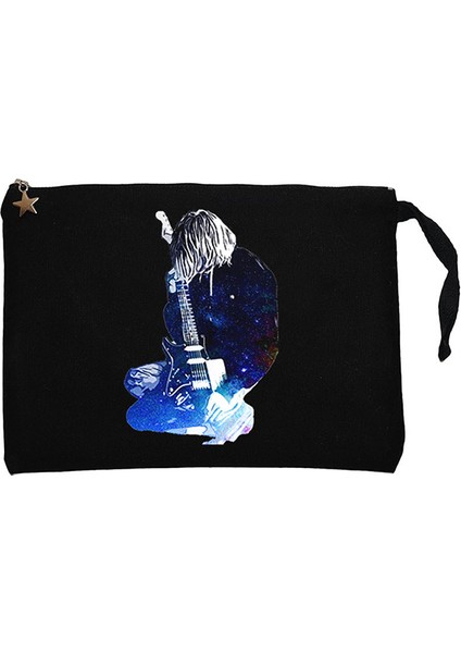 Nirvana Kurt Cobain Galaksi Siyah Clutch Astarlı Cüzdan / El Çantası
