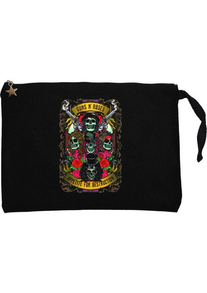 Guns N Roses Appetıte Destruction Siyah Clutch Astarlı Cüzdan / El Çantası