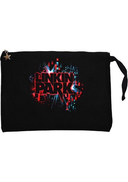 Linkin Park Graphic Design Siyah Clutch Astarlı Cüzdan / El Çantası