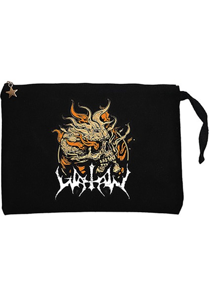 Watain Skull Siyah Clutch Astarlı Cüzdan / El Çantası