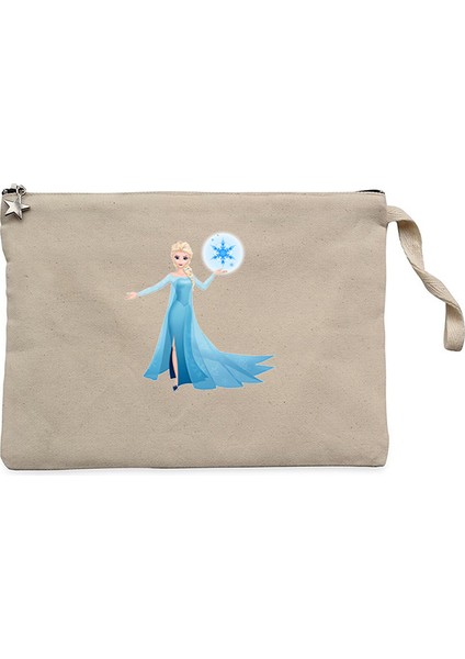 Karlar Ülkesi Elsa Siluet Krem Clutch Astarlı Cüzdan / El Çantası