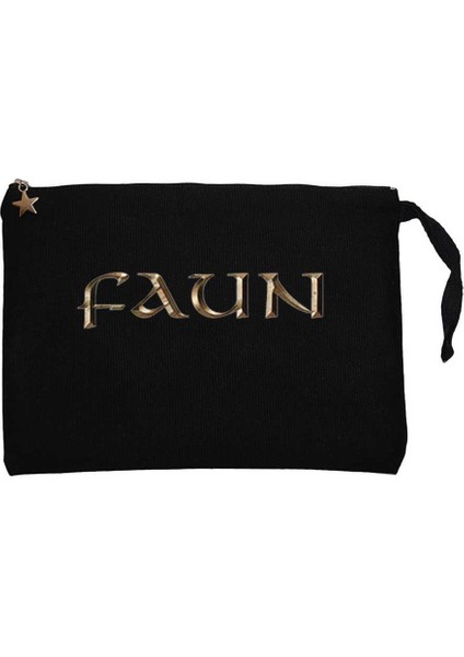Faun Color Logo Siyah Clutch Astarlı Cüzdan / El Çantası