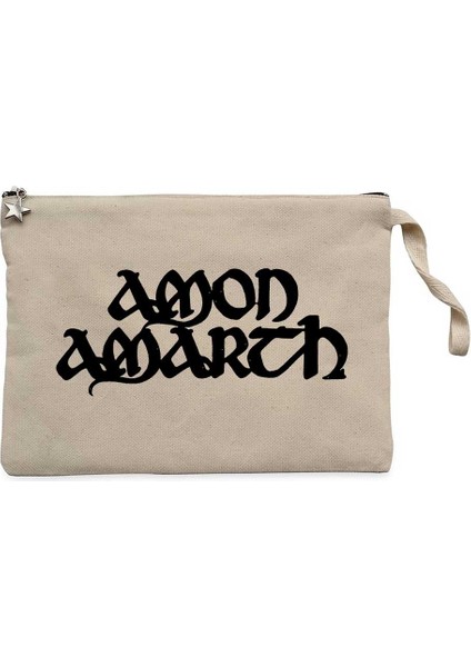 Amon Amarth Text Krem Clutch Astarlı Cüzdan / El Çantası